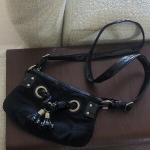 Poppie Jones Black Crossbody Bag with Silver Hardware